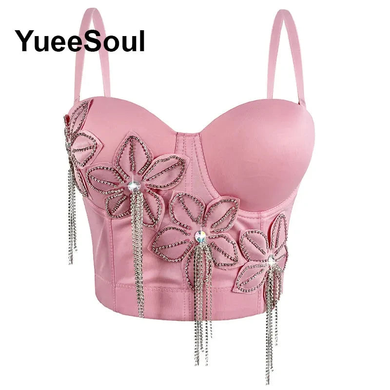 Pink Floral Y2K Corset Top